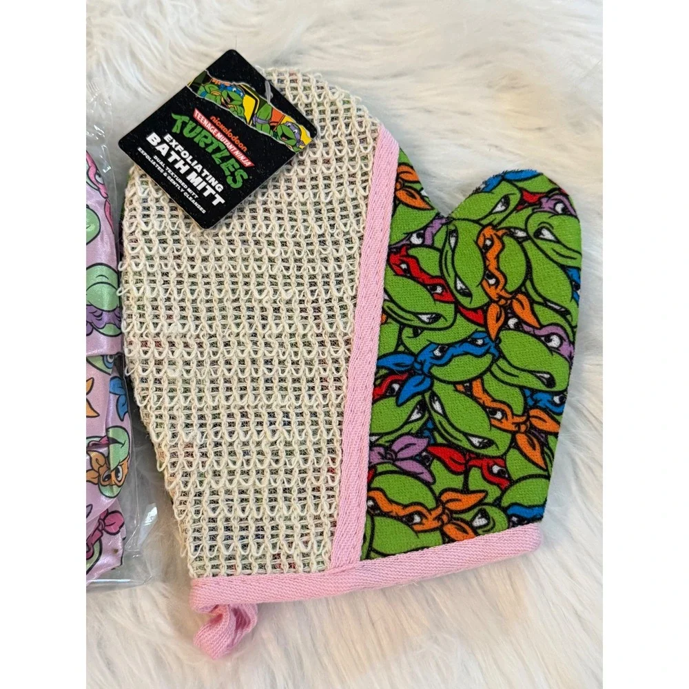 Teenage Mutant Ninja Turtles TMNT Bath Set Shower Cap Mitt Sponge 3pc New